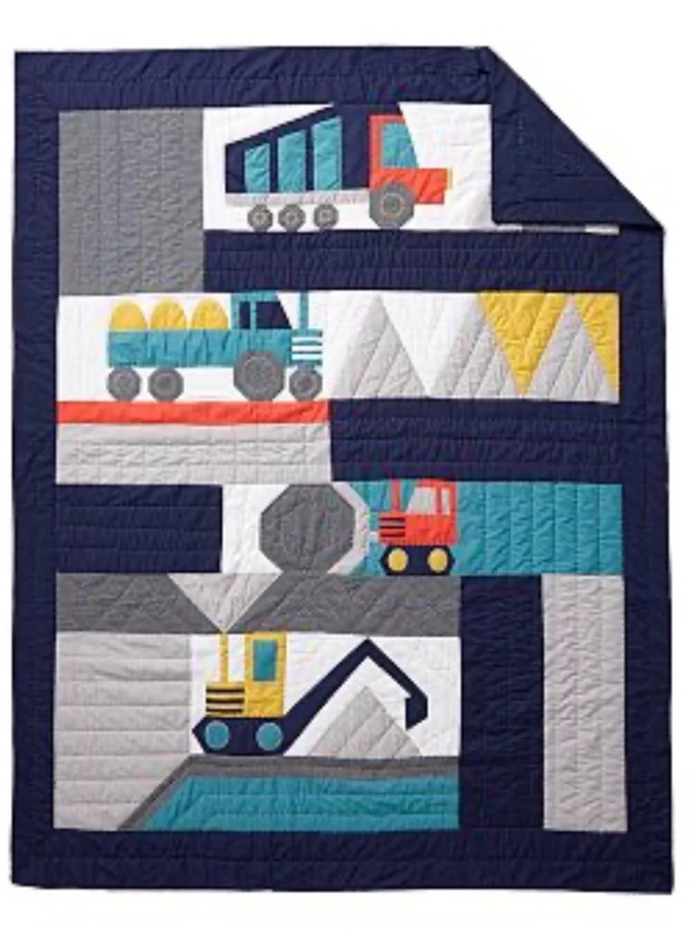 Pottery Barn Jax Construction Quilt (Full/Queen) and sheets (full) and one sham